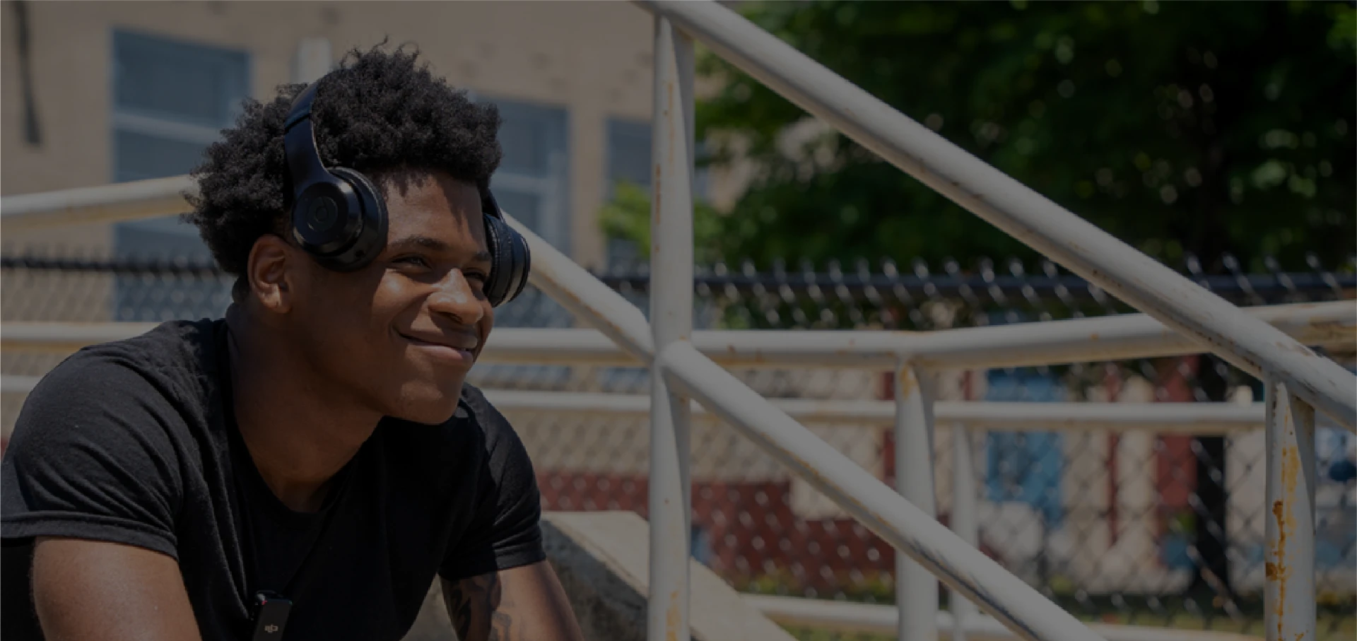 Young man wearing headphones